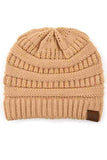 C.C Women's Ribbed Knit Solid Color Beanie