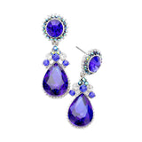 Glass Crystal Teardrop Dangle Evening Earrings
