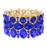 Women's Multi Stone Cluster Evening Stretch Bracelet