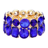 Round Emerald Cut Stone Stretch Evening Bracelet