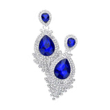 Teardrop Stone Accented Dangle Evening Earrings