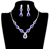 Teardrop Stone Accented Rhinestone Pave Necklace