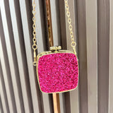 Hot Pink Glitter Square Clutch - AfterAmour