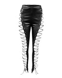 Viper Lace-Up Faux Leather Pants - AfterAmour