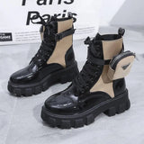 Motorcycle Pocket Lace Up Boots - AfterAmour