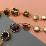 Amethyst Pearl Chain Necklace - AfterAmour