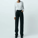 Women's High Waist Wide Leg Denim Pants