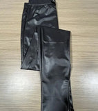 Back-Zip High Waist Leather Pants