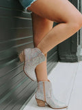 Rhinestone Western Ankle Boots