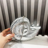 Silver Spiral Seashell Clutch
