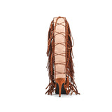 suede tassel jewel lace-up high heels - AfterAmour