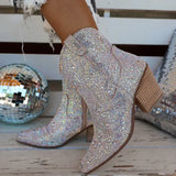 Rhinestone Western Ankle Boots