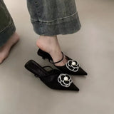 Flower Pointed Toe Heels - AfterAmour