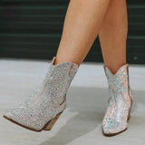 Rhinestone Western Ankle Boots