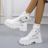 Motorcycle Pocket Lace Up Boots - AfterAmour