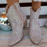 Rhinestone Western Ankle Boots