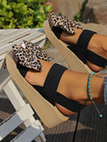 Leopard Print Bow Wedges - AfterAmour