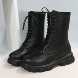Platform Motorcycle Ankle Boots - AfterAmour