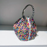 Rhinestone Handled Crystal Clutch Bag