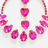 Pink Crystal Heart Hoop Earrings - AfterAmour
