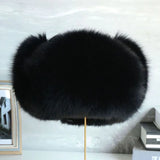 Oversized Fox Fur Leather Trapper Hat - AfterAmour