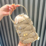 Layered Rhinestone Clutch Bag - AfterAmour