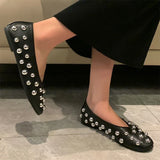 Studded Leather Flats - AfterAmour