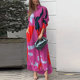 Loose Brushstroke Print Dress - AfterAmour