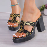 Midnight Sketch Strappy Block Heels - AfterAmour