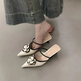 Flower Pointed Toe Heels - AfterAmour