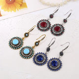 Sun Flower Crystal Dangle Earrings