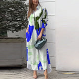 Loose Brushstroke Print Dress - AfterAmour