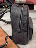 Black Textured Leather Backpack