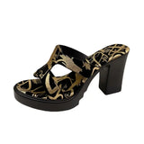 Midnight Sketch Strappy Block Heels - AfterAmour