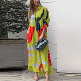 Loose Brushstroke Print Dress - AfterAmour