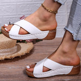 Cross-Band Wedge Sandals - AfterAmour