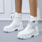 Motorcycle Pocket Lace Up Boots - AfterAmour