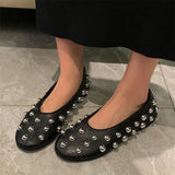 Studded Leather Flats - AfterAmour
