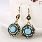 Sun Flower Crystal Dangle Earrings