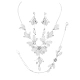Stone Accented Metal Mesh Petal Jewelry Set