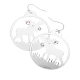 Stone Embellished Rudolph Accented Brass Dangle Earrings