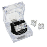 Women's 12mm Square Crystal Cubic Zirconia Stud Earrings in Clear Gift Box - Ready to