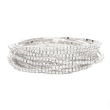 Women's 12Pcs Stackable Rhinestone Stretch Evening Bracelets