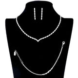 3PCS Chevron Accented Rectangle Stone Necklace Jewelry Set