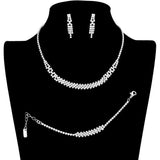 3PCS Rhinestone Crystal Pave Necklace Jewelry Set