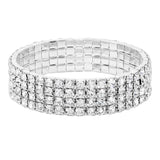 4Rows Rhinestone Stretch Evening Bracelet