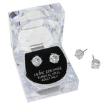 8mm Round Crystal Cubic Zirconia Stud Earrings in Clear Gift Box - Ready to Gift
