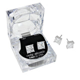 9mm Square Crystal Cubic Zirconia Stud Earrings in Clear Gift Box - Ready to Gift
