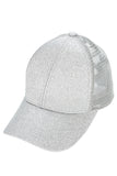 C.C Women's Glitter Mesh Back Criss-Cross Ponytail Cap