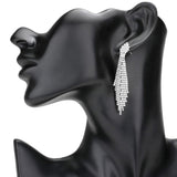 Crystal Rhinestone Pave Fringe Evening Earrings